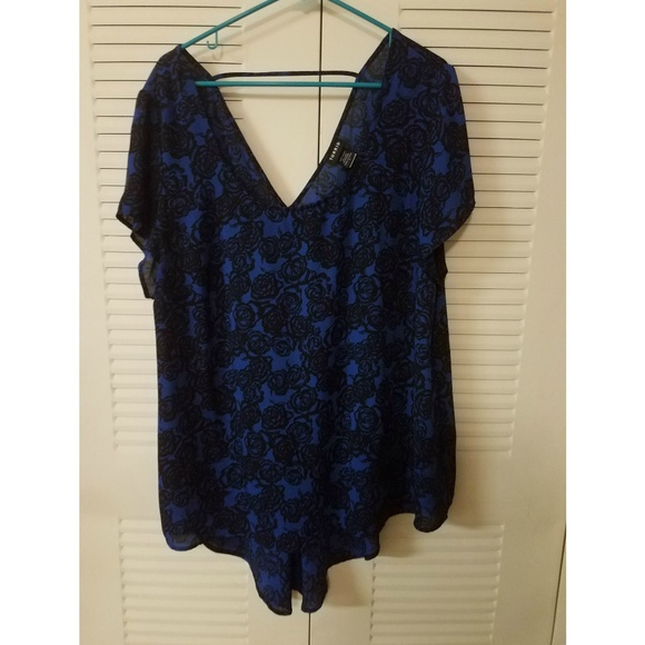 torrid Tops - Torrid High-Low Blue and Black Top